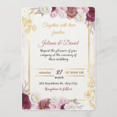 Romantic Dusty Rose Floral Wedding Invitation | Bo 招待状 (正面)