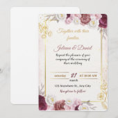 Romantic Dusty Rose Floral Wedding Invitation | Bo 招待状 (正面/裏面)