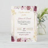 Romantic Dusty Rose Floral Wedding Invitation | Bo 招待状 (スタンド正面)