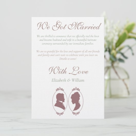 Romantic Dusty Rose Regency Botanical Cameos  招待状 (スタンド正面)