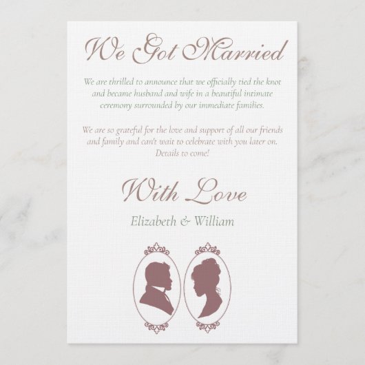 Romantic Dusty Rose Regency Botanical Cameos  招待状 (正面)