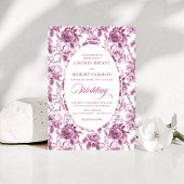 Romantic Dusty Rose Rose Pattern Wedding Invitatio 招待状