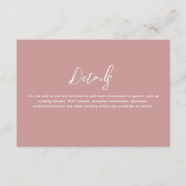 Romantic Dusty Rose Wedding Details エンクロージャーカード