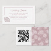 Romantic Dusty White Pink Floral QR code エンクロージャーカード (正面/裏面)