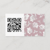 Romantic Dusty White Pink Floral QR code エンクロージャーカード (裏面)