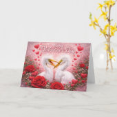 Romantic Egrets Valentine’s Day – Love & Nature カード (黄色い花)