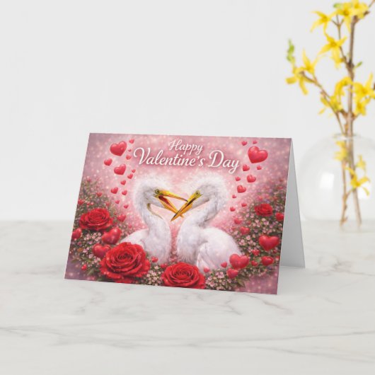 Romantic Egrets Valentine’s Day – Love & Nature カード (黄色い花)