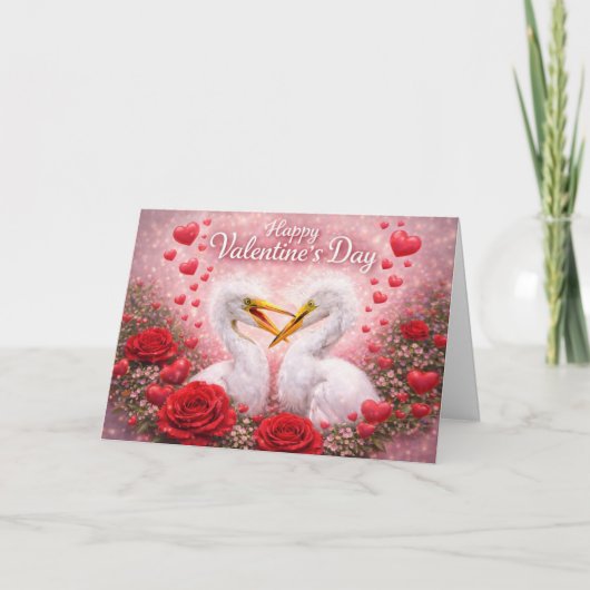 Romantic Egrets Valentine’s Day – Love & Nature カード (正面)
