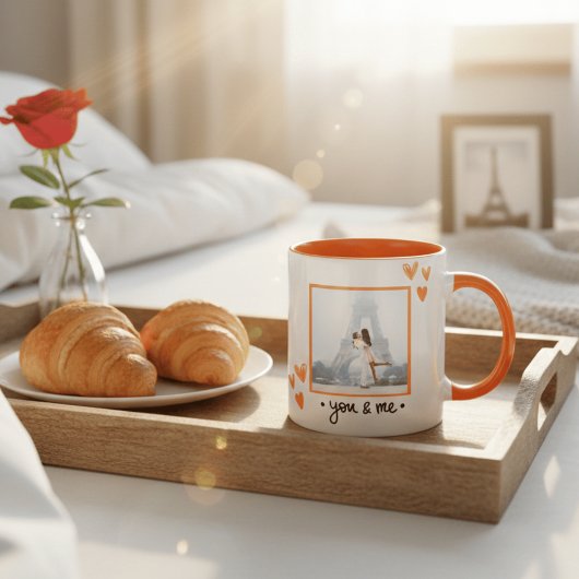 Romantic Eiffel Tower Paris Photo Template Anniver コーヒーマグカップ