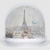 Romantic Eiffel Tower Paris Snow Globe – Vintage (正面)