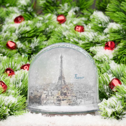 Romantic Eiffel Tower Paris Snow Globe – Vintage (クリスマス)