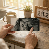 Romantic ELEGANT Script Photo Wedding セーブザデート