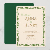 Romantic Elegant Vine Wedding 招待状 (正面/裏面)