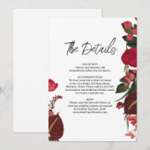 Romantic Elegant Wedding Details Card 招待状 (正面/裏面)