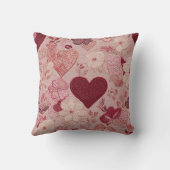 Romantic Embroidered Hearts & Floral Pattern クッション (裏面)