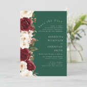 Romantic emerald green  Floral Save the Date Card 招待状 (スタンド正面)
