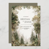 Romantic Enchanted Forest Vintage Oil Painting 招待状 (正面/裏面)