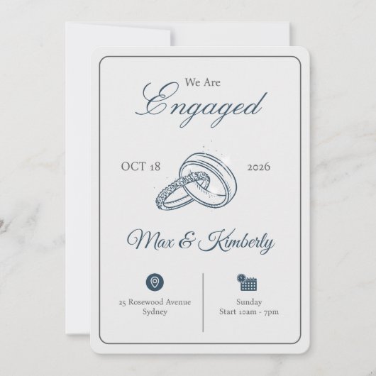 Romantic Engagement Invitations | Elegant & Modern 招待状 (正面)