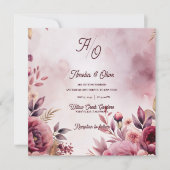 Romantic Ethereal Mauve Floral Wedding Invitation  (正面)