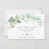 Romantic Eucalyptus Greenery leaves Wedding セーブザデート (正面)