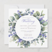 Romantic Eucalyptus & Lavender Wedding Invitation 招待状 (正面)