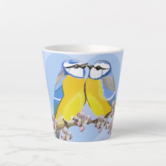Romantic Eurasian Chikadee Latte Mug カフェラテマグ (正面)