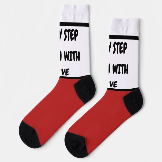 Romantic Every Step Taken With Love Red Hearts Cre ソックス (左)