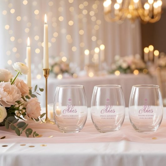 Romantic Exquisite Mis XV Spanish Script Crown ステムなしワイングラス