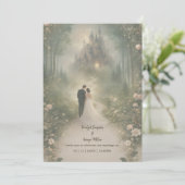 Romantic Fairytale Castle Forest Path Wedding 招待状 (スタンド正面)