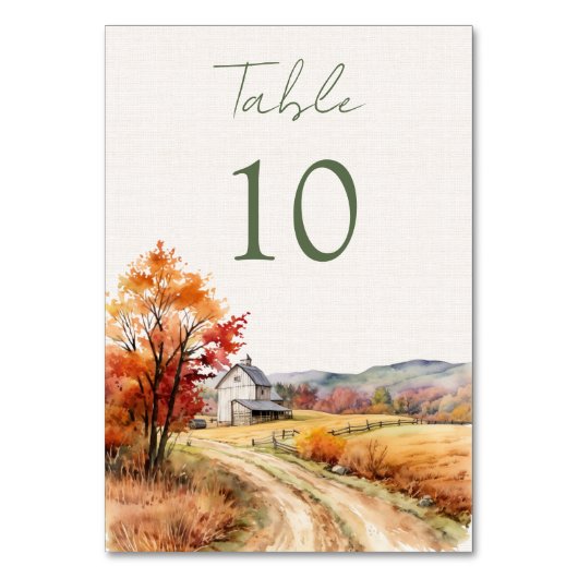 Romantic fall barn Wedding テーブルナンバー (正面)