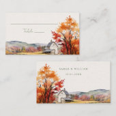 Romantic fall barn Wedding Place Card プレイスカード (正面/裏面)