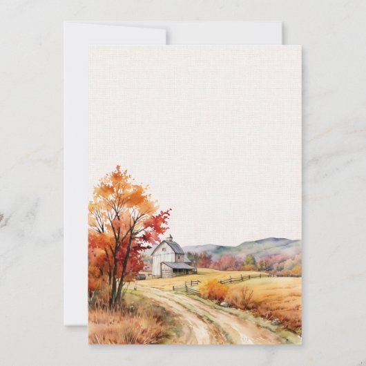 Romantic fall barn Wedding Table Seating Card 招待状 (裏面)