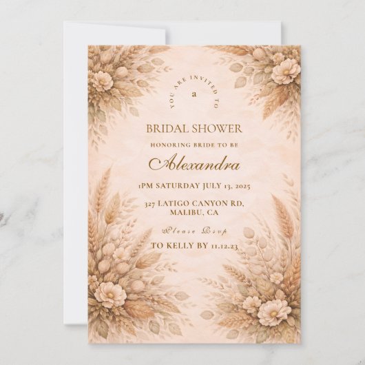 Romantic Fall Floral Bridal Shower 招待状 (正面)