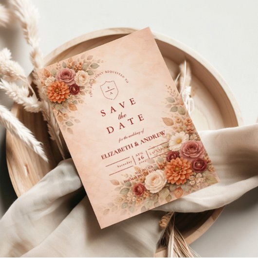 Romantic Fall Floral Wedding セーブザデート