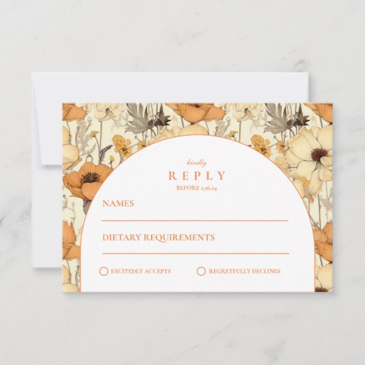Romantic Fall Floral Wedding 出欠カード (正面)