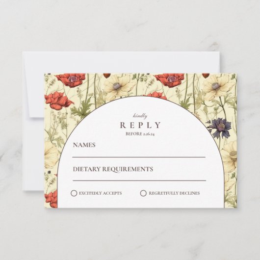 Romantic Fall Floral Wedding 出欠カード (正面)