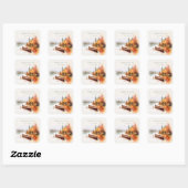 Romantic fall lake and boat Wedding Sticker スクエアシール (シート)