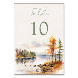 Romantic fall lake Wedding テーブルナンバー
