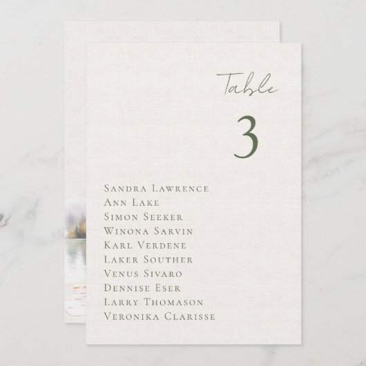 Romantic fall lake Wedding Table Seating Card 招待状 (正面/裏面)