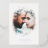 Romantic Fancy Overlay Misty Effect Photo Wedding 箔招待状 (正面)