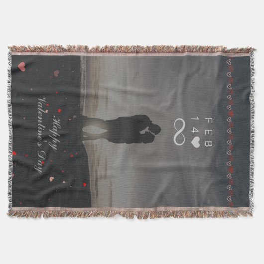 Romantic Feb 14 Infinity Valentine Design スローブランケット (正面)