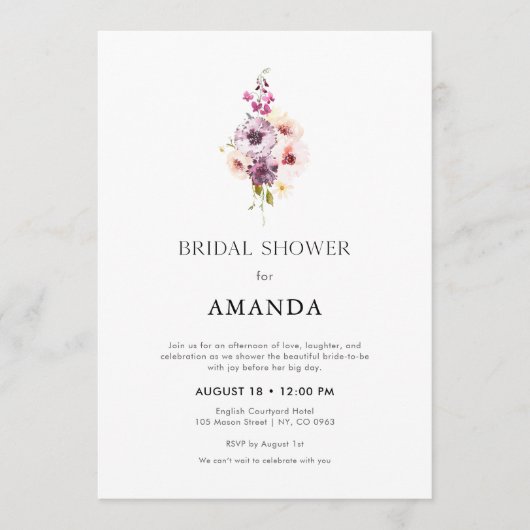 Romantic Fine Art Bridal Shower Invitation 招待状 (正面)