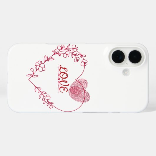 Romantic Fingerprint Heart Floral Phone Case Case-Mate iPhoneケース (裏面 (横))