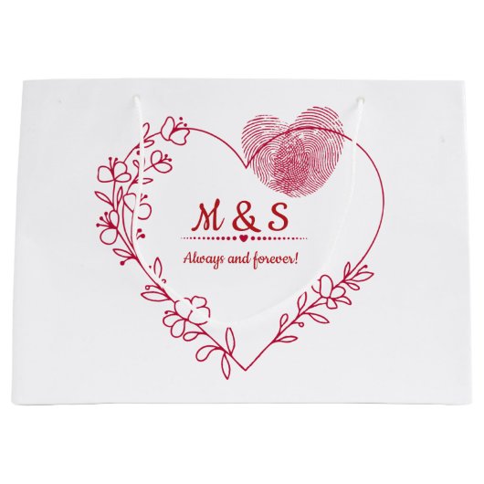 Romantic Fingerprint Heart Gift Bag ラージペーパーバッグ (正面)