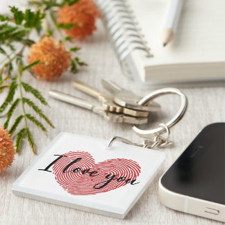 Romantic Fingerprint Heart “I Love You” Sticker キーホルダー