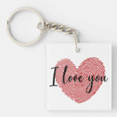Romantic Fingerprint Heart “I Love You” Sticker キーホルダー (正面)