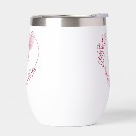 Romantic Fingerprint Heart Stemless Wine Tumbler (左面)