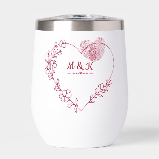 Romantic Fingerprint Heart Stemless Wine Tumbler (正面)