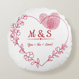 Romantic Fingerprint Heart Throw Pillow ラウンドクッション