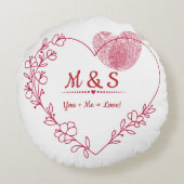 Romantic Fingerprint Heart Throw Pillow ラウンドクッション (裏面)